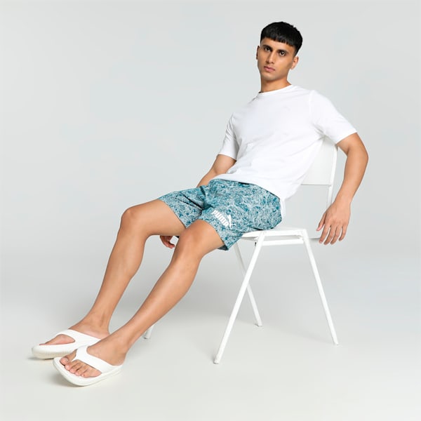 Men's Printed Woven Boxers-Pack of 1, Blue Coral-PUMA White, extralarge-IND