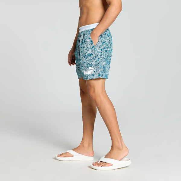 Men's Printed Woven Boxers-Pack of 1, Blue Coral-PUMA White, extralarge-IND