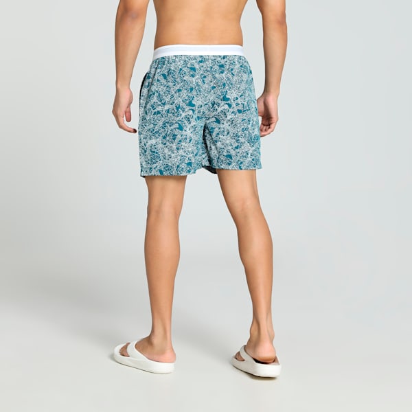 Men's Printed Woven Boxers-Pack of 1, Blue Coral-PUMA White, extralarge-IND