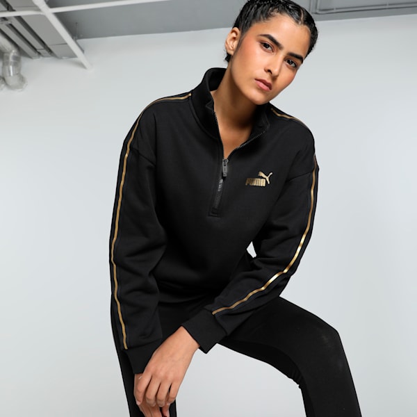 MINIMAL GOLD Women s Half Zip Crew Neck Sweatshirt PUMA