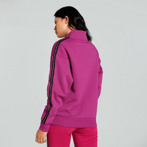 MINIMAL GOLD Women's Half-Zip Crew-Neck Sweatshirt, Magenta Gleam, extralarge-IND