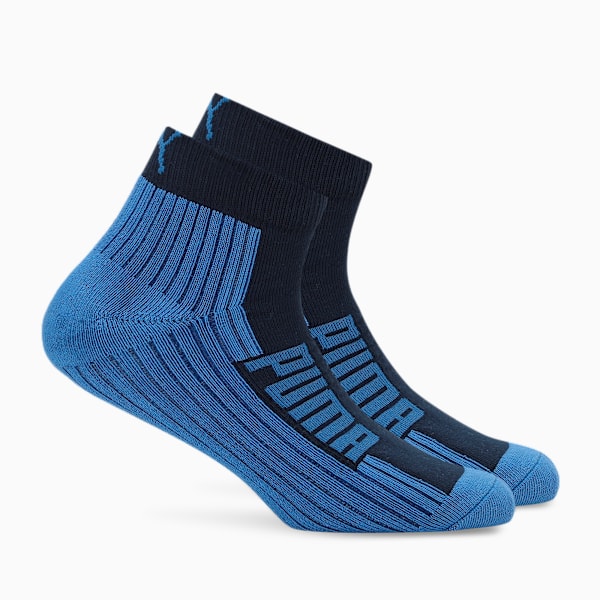 Logo Cushion Quarter Socks Pack of 2, PUMA Navy-Cool Gray 7-Strong Blue, extralarge-IND