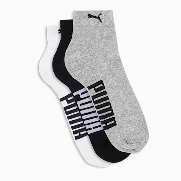 Half Terry Ankle-Length Socks Pack of 3, PUMA White-PUMA Black-Medium Gray Heather, extralarge-IND