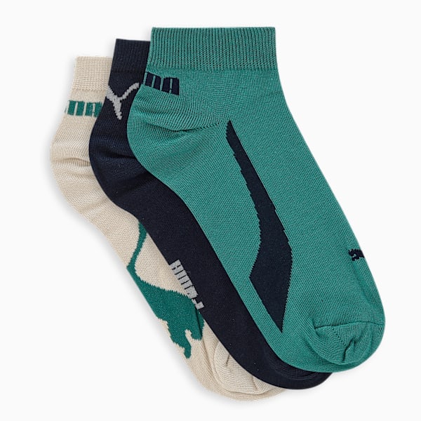 Lifestyle Sneaker Socks Pack of 3, Green Lagoon-Dark Night-Pristine, extralarge-IND