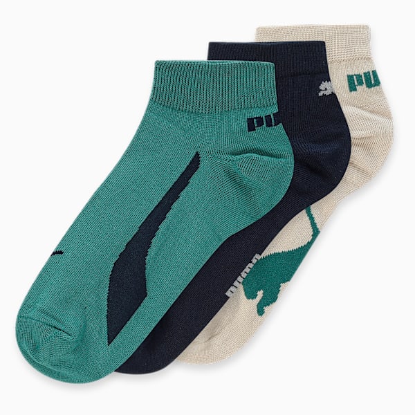 Lifestyle Sneaker Socks Pack of 3, Green Lagoon-Dark Night-Pristine, extralarge-IND