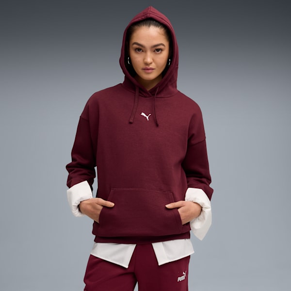 Essentials Oversized Hoodie Women, Ruby Shimmer, extralarge