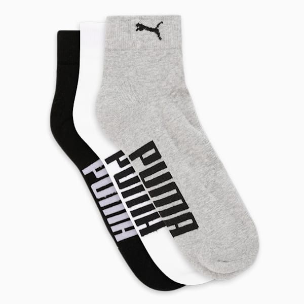 Half Terry Ankle-Length Socks Pack of 3, PUMA White-PUMA Black-Cool Gray 7, extralarge-IND