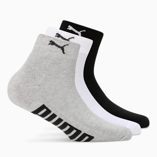 Half Terry Ankle-Length Socks Pack of 3, PUMA White-PUMA Black-Cool Gray 7, extralarge-IND