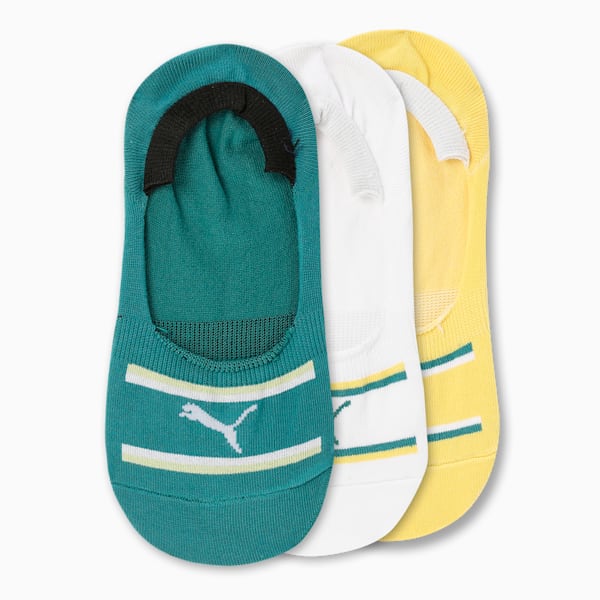 Lifestyle Footie Socks Pack of 3, Green Lagoon-Lemon Meringue-PUMA White, extralarge-IND