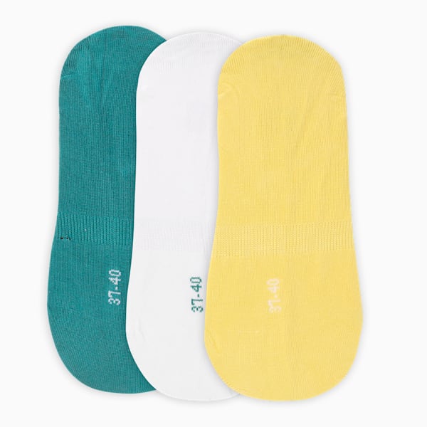 Lifestyle Footie Socks Pack of 3, Green Lagoon-Lemon Meringue-PUMA White, extralarge-IND