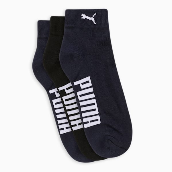 Half Terry Ankle-Length Socks Pack of 3, Club Navy-PUMA Navy-PUMA Black, extralarge-IND