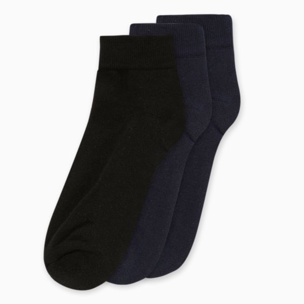 Half Terry Ankle-Length Socks Pack of 3, Club Navy-PUMA Navy-PUMA Black, extralarge-IND