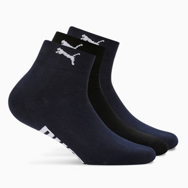 Half Terry Ankle-Length Socks Pack of 3, Club Navy-PUMA Navy-PUMA Black, extralarge-IND