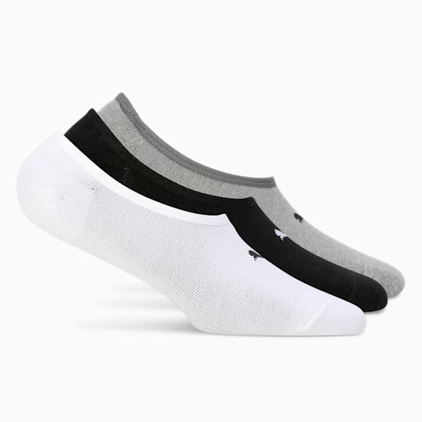 Footie Socks Pack of 3, PUMA Black-PUMA White-Medium Gray Heather, extralarge-IND