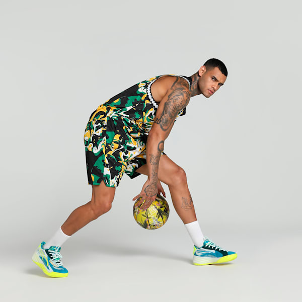 Rival Rage All-Over Print Men's Basketball Shorts, Archive Green-AOP, extralarge-IND