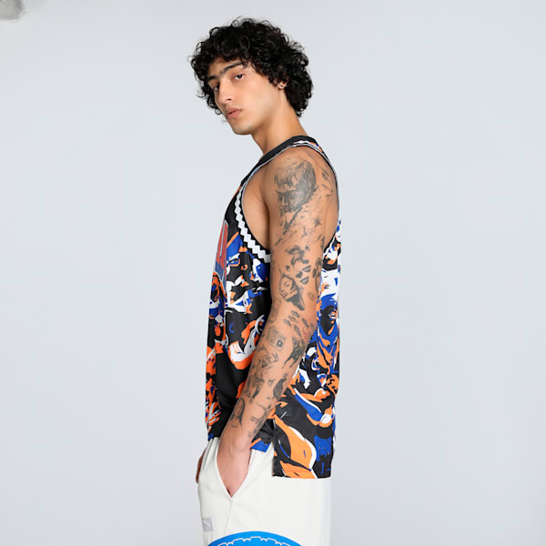 Rival Rage All-Over Print Mesh Men's Basketball Tank, Vivid Blue-AOP, extralarge-IND