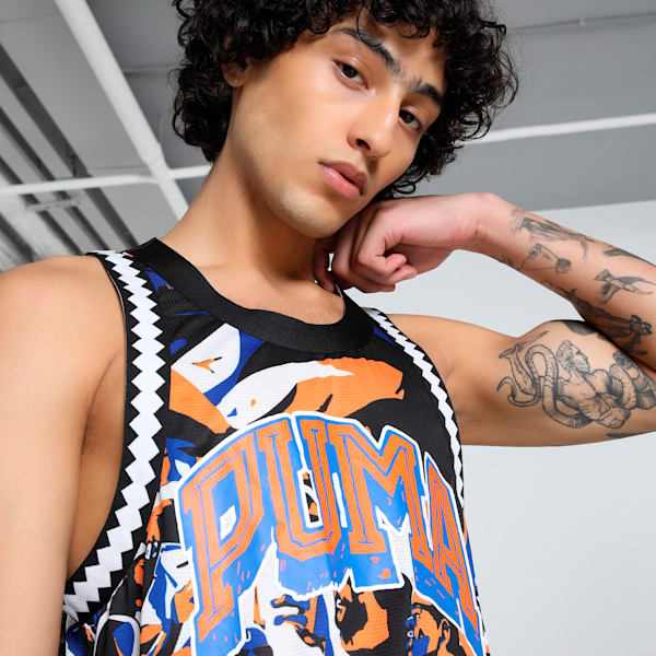 Rival Rage All-Over Print Mesh Men's Basketball Tank, Vivid Blue-AOP, extralarge-IND