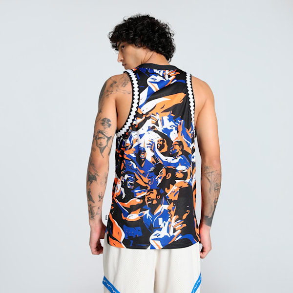 Rival Rage All-Over Print Mesh Men's Basketball Tank, Vivid Blue-AOP, extralarge-IND