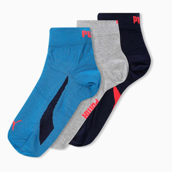 Lifestyle Quarter Socks Pack of 3, Blue Dreams-Medium Gray Heather-PUMA Navy, extralarge-IND