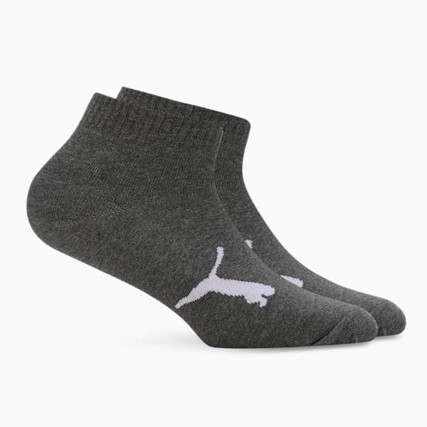 Quarter Socks Pack of 2, Dark Gray Heather-PUMA White, extralarge-IND