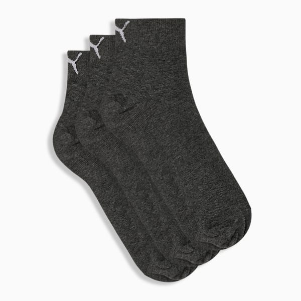 Quarter Socks Pack of 3, Dark Gray Heather-PUMA White, extralarge-IND