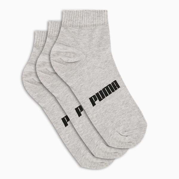 Quarter Socks Pack of 3, Light Gray Heather-PUMA Black, extralarge-IND