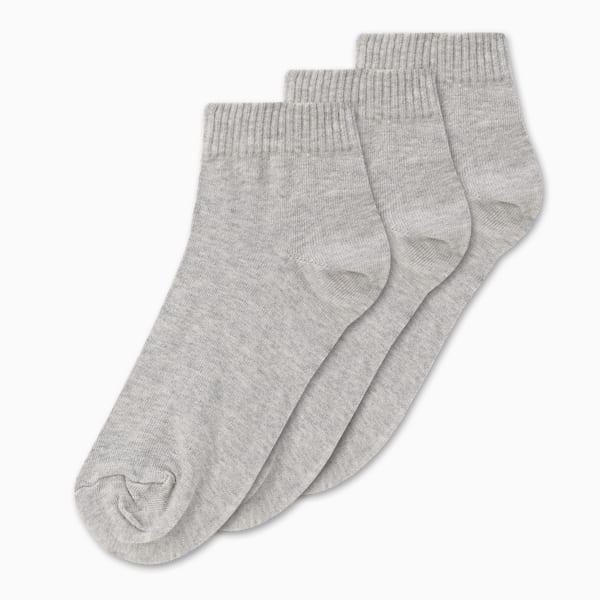 Quarter Socks Pack of 3, Light Gray Heather-PUMA Black, extralarge-IND