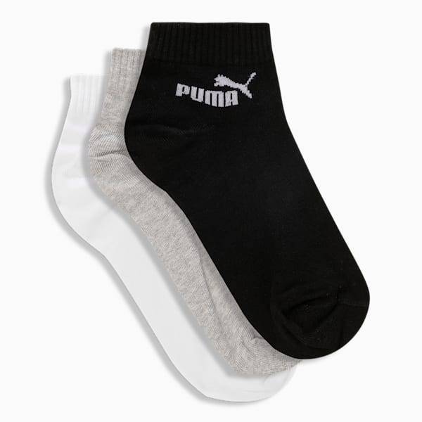 Quarter Socks Pack of 3, PUMA Black-PUMA White-Flat Mid Gray, extralarge-IND
