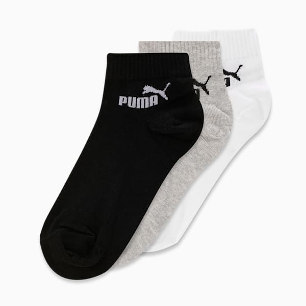 Quarter Socks Pack of 3, PUMA Black-PUMA White-Flat Mid Gray, extralarge-IND