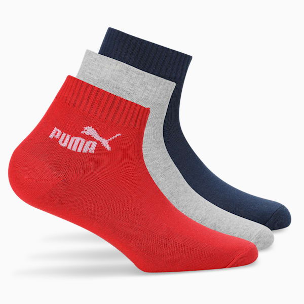 Quarter Socks Pack of 3, For All Time Red-Blazing Blue-Medium Gray Heather, extralarge-IND