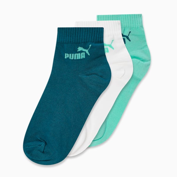 Quarter Socks Pack of 3, Petit Four-Mint-PUMA White, extralarge-IND