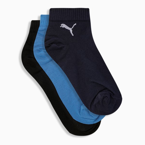 Quarter Socks Pack of 3, Strong Blue-PUMA Navy-PUMA Black, extralarge-IND