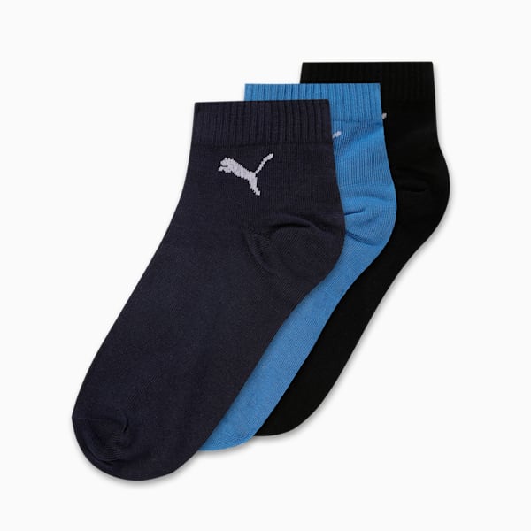 Quarter Socks Pack of 3, Strong Blue-PUMA Navy-PUMA Black, extralarge-IND