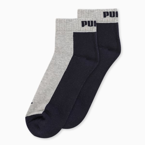 Multi-Sport Quarter Socks Pack of 2, Medium Gray Heather-PUMA Navy, extralarge-IND