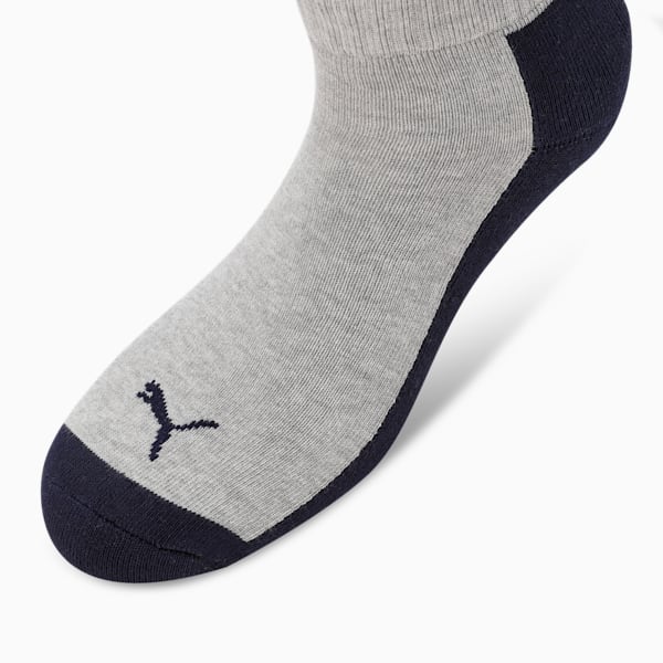 Multi-Sport Quarter Socks Pack of 2, Medium Gray Heather-PUMA Navy, extralarge-IND