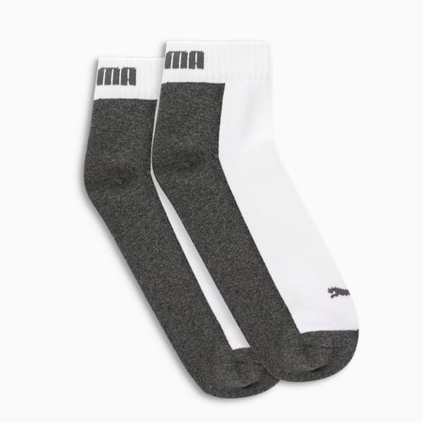 Multi-Sport Quarter Socks Pack of 2, Dark Gray Heather-PUMA White, extralarge-IND