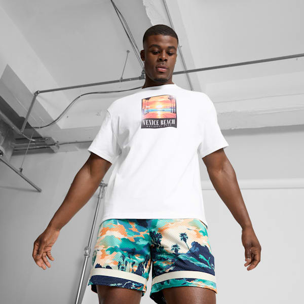 Camiseta gráfica de baloncesto para hombre Venice Beach Basketball League I, PUMA White, extralarge