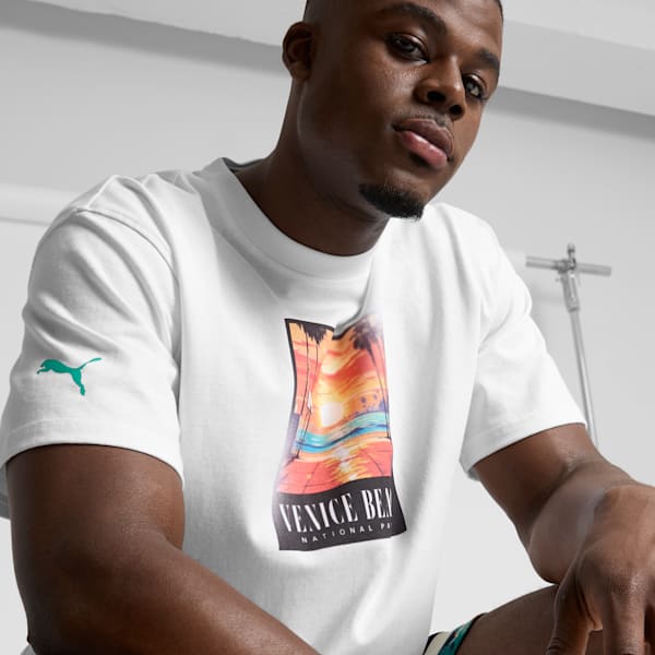 Venice Beach Basketball League Men's Graphic Basketball Tee I, PUMA White, extralarge
