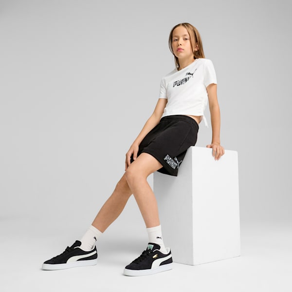 Essentials Animal Logo Infill Big Kids' Knotted Tee, PUMA White, extralarge