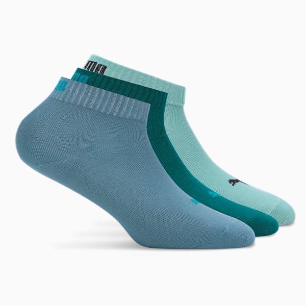 Quarter Plain Unisex Socks Pack of 3, Pistachio-Evening Sky-Varsity Green, extralarge-IND