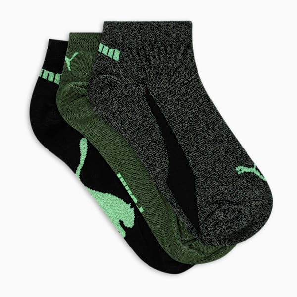 Lifestyle Sneaker Socks Pack of 3, PUMA Black-Forest Green-PUMA Black, extralarge-IND