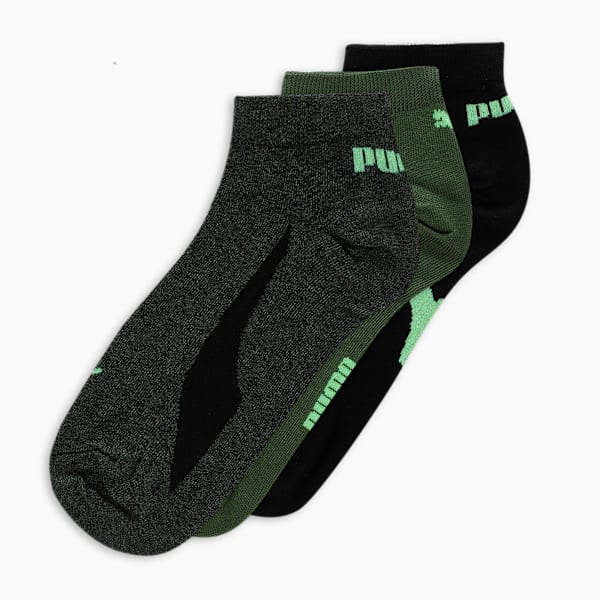 Lifestyle Sneaker Socks Pack of 3, PUMA Black-Forest Green-PUMA Black, extralarge-IND