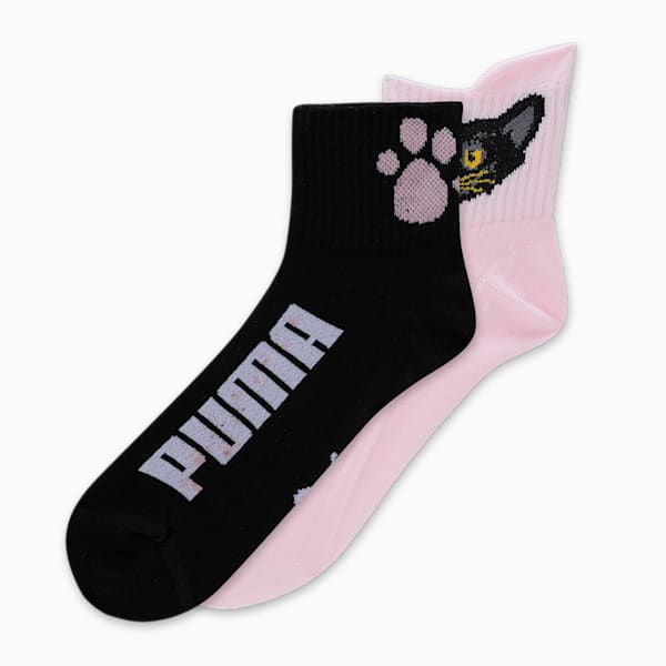 MINI PAWS Women's Socks Pack of 2, PUMA Black-Bright Pink, extralarge-IND