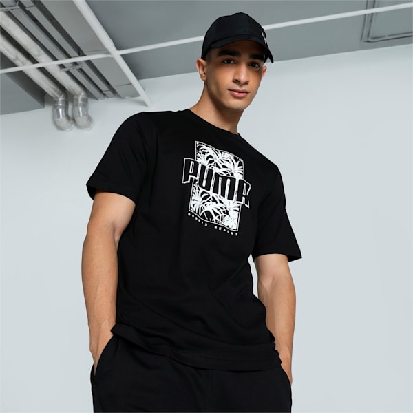 PALM RESORT Men's Graphic Tee, PUMA Black, extralarge-IND