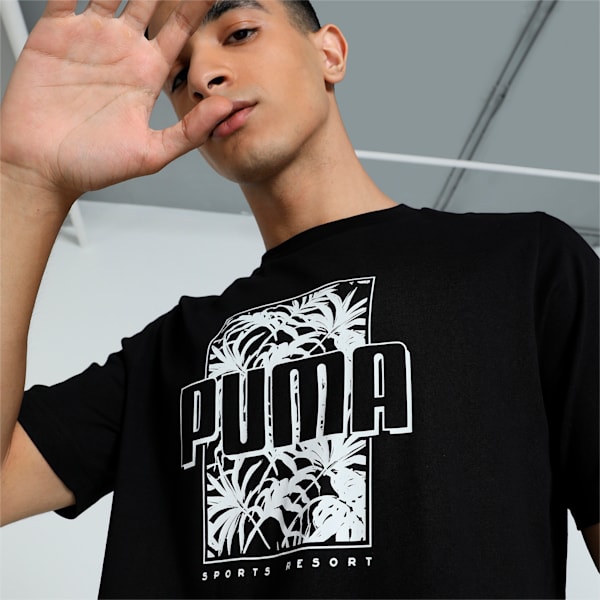 PALM RESORT Men's Graphic Tee, PUMA Black, extralarge-IND