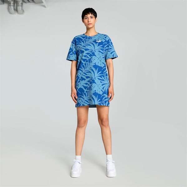 PALM RESORT Women's Printed Relaxed Fit Dress, Zen Blue-AOP, extralarge-IND