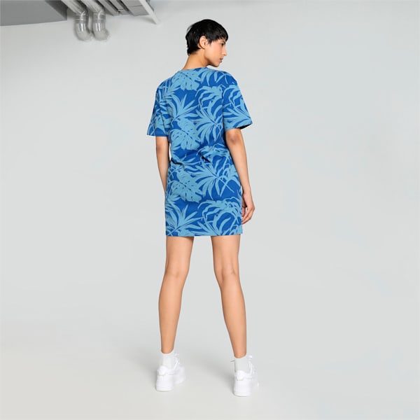 PALM RESORT Women's Printed Relaxed Fit Dress, Zen Blue-AOP, extralarge-IND