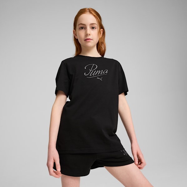 Essentials Script Big Kids' Tee, PUMA Black, extralarge