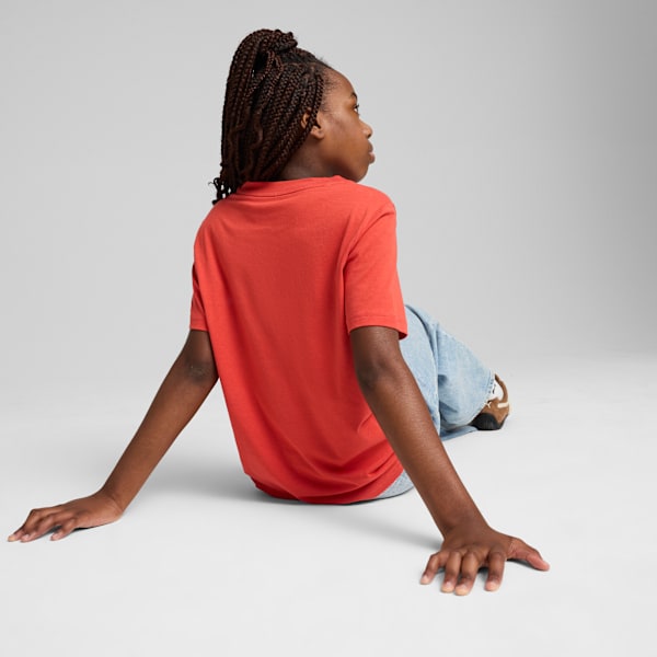 PUMA Essentials Script Big Kids' Tee, Red Fire, extralarge