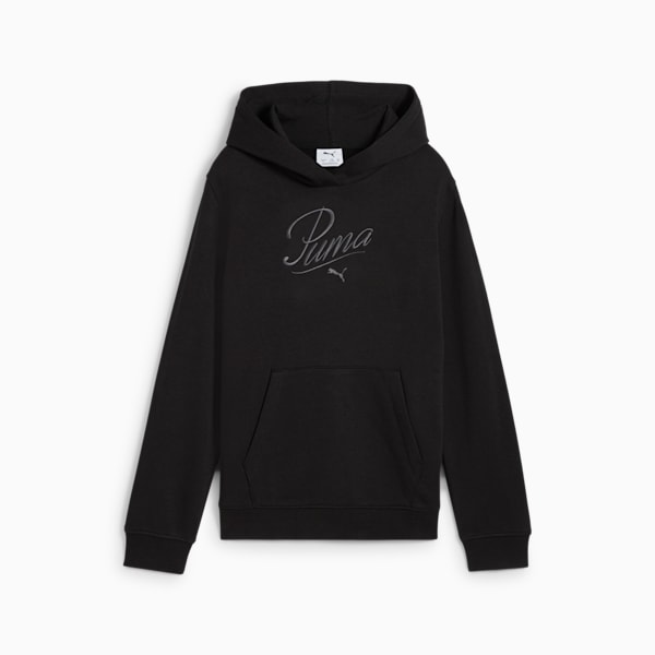 Sudadera con capucha Essentials Script juvenil, PUMA Black, extralarge